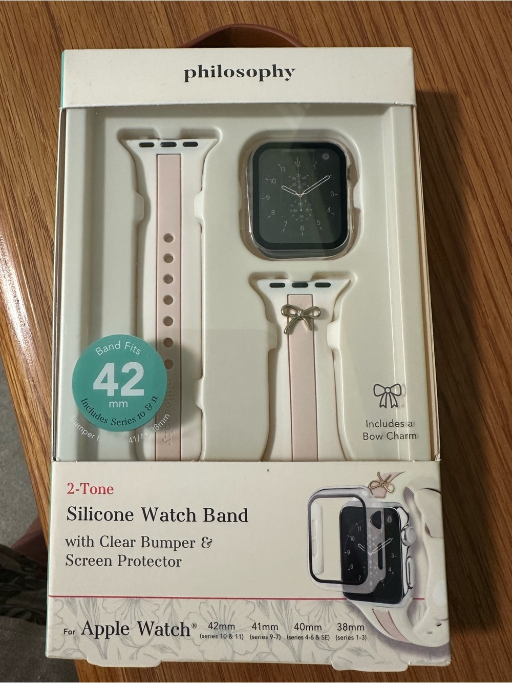 Philosophy Two-Tone Silicone Apple Watch Band in Light Pink & White